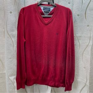 Casa Moda V-Neck Sweater Mens Large Red Premium Cotton 004130